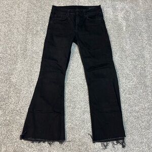 All Saint Women's Black Frayed Hem Heidi Jeans